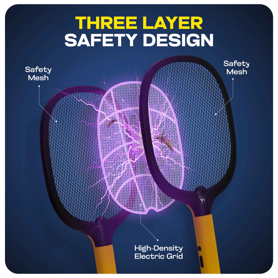 Killato Weird Wolf 2 In 1 Uv Light Mosquito Bat Racket Usb Type-C Charging, (Yellow-Black)