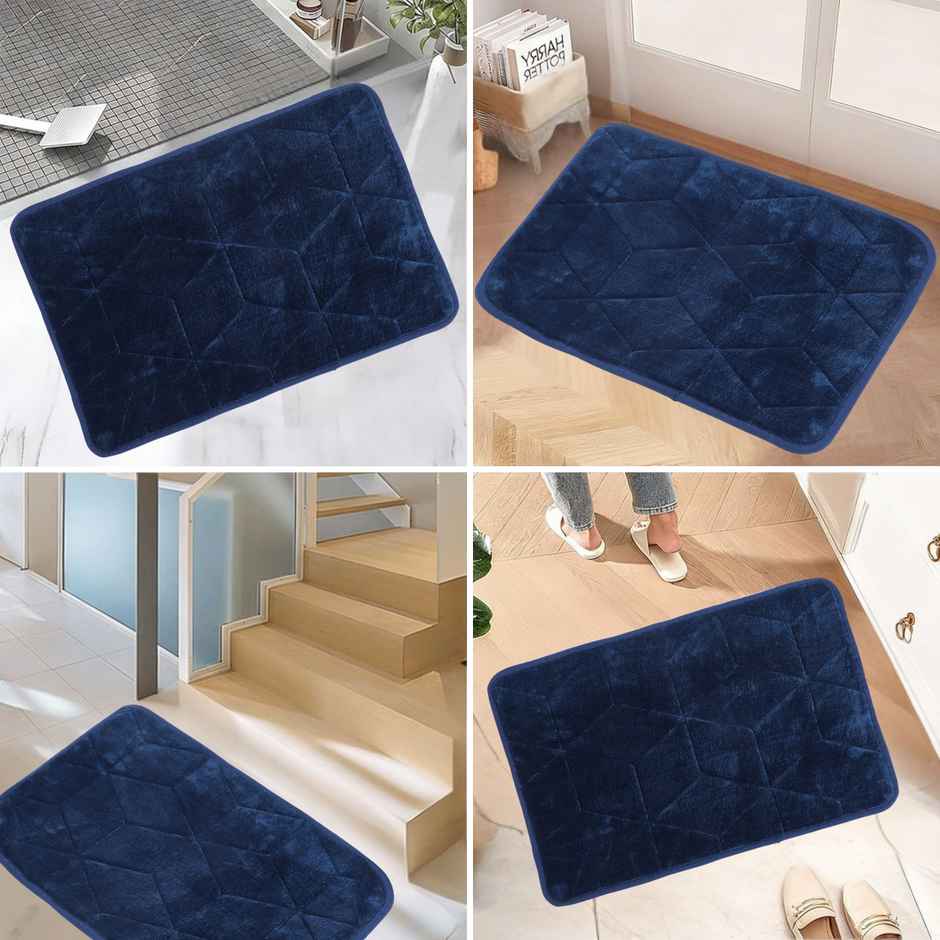 Status Anti-Skid Memory Foam Mat | 38 x 58 cm | Blue