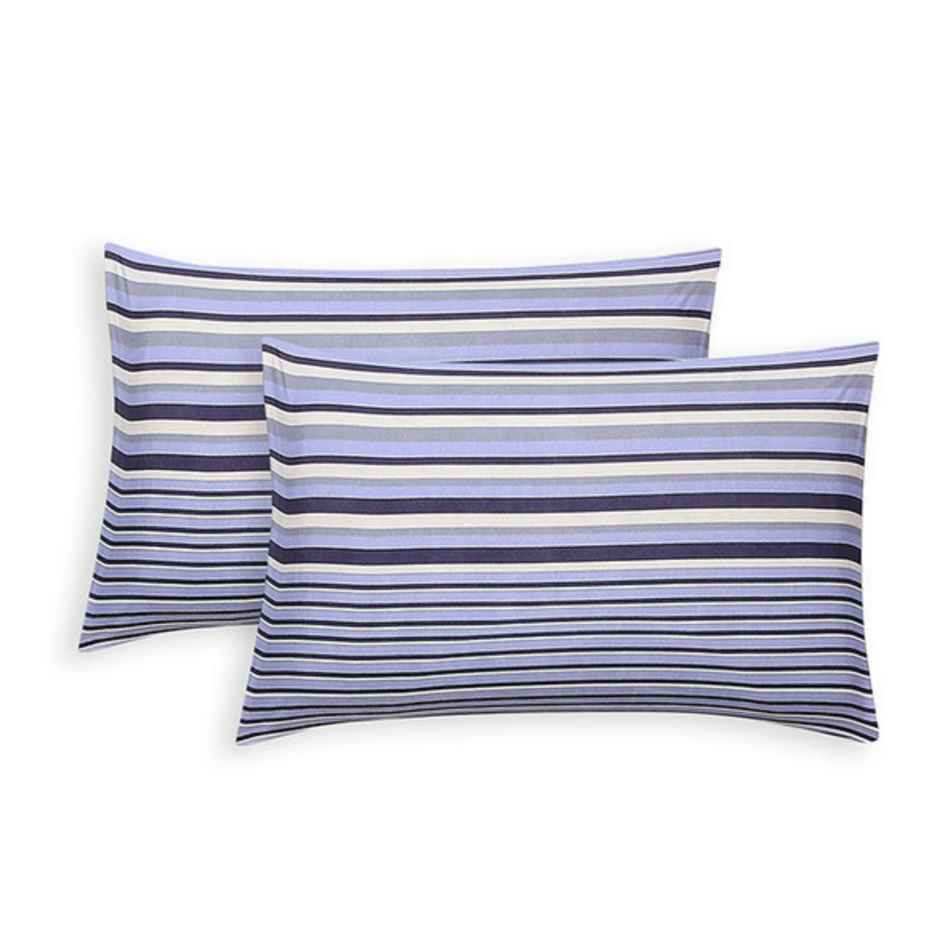 Status Value Double Multi Stripe Cotton Bedsheet | Blue and Orange