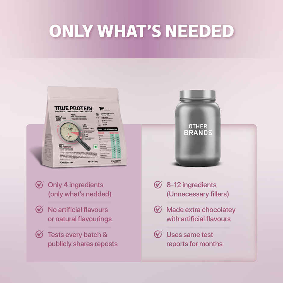 True Protein Made with Four Natural Ingredients Only | Natural Strawberry