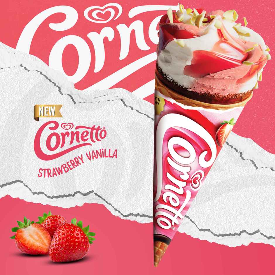 Kwality Walls Cornetto Strawberry Vanilla Cone