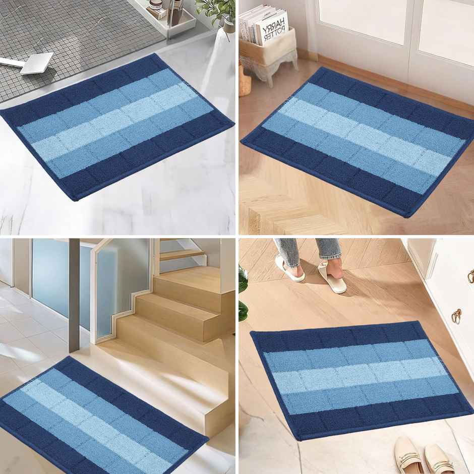 Status Iris Anti- Skid Floor Mat | 38 x 58 Cm | Blue