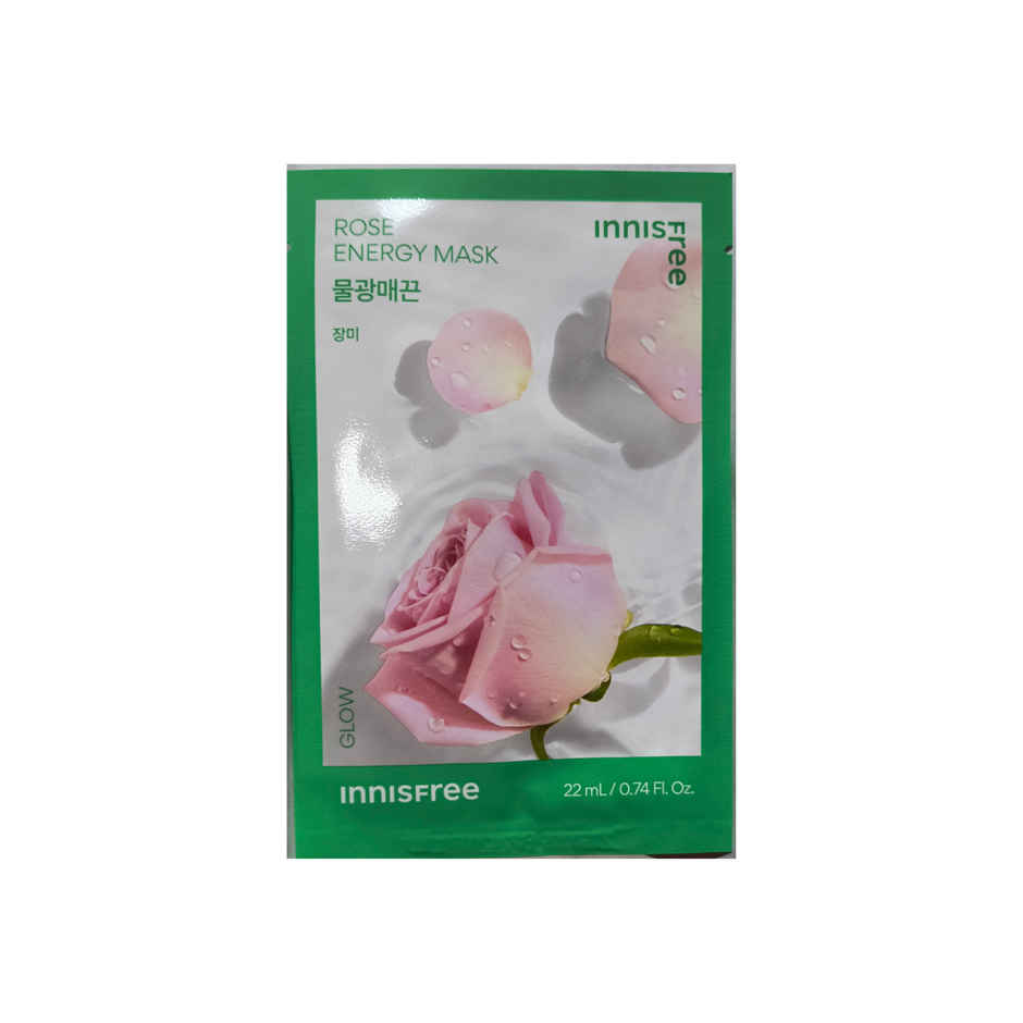 Innisfree Squeeze Energy Sheet Mask | Essence Type | Aloe (22ml) & Innisfree Squeeze Energy Sheet Mask - Water Type - Rose (22ml) Combo