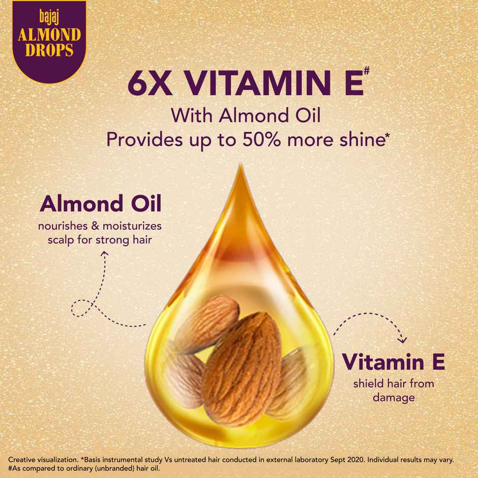 Bajaj Almond Drops Hair Oil with 2x Hairfall Reduction and 6x Vitamin E & Almond Oil