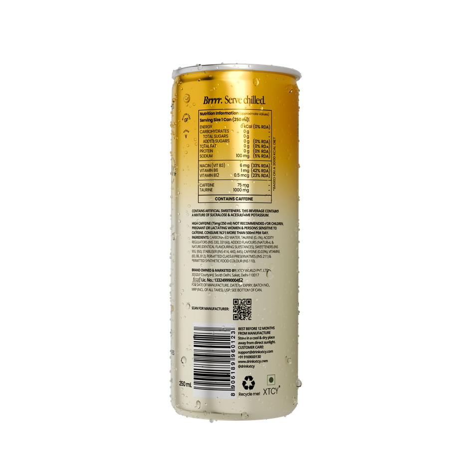 XTCY Mango 75mg Caffeine Zero Sugar Energy Drink