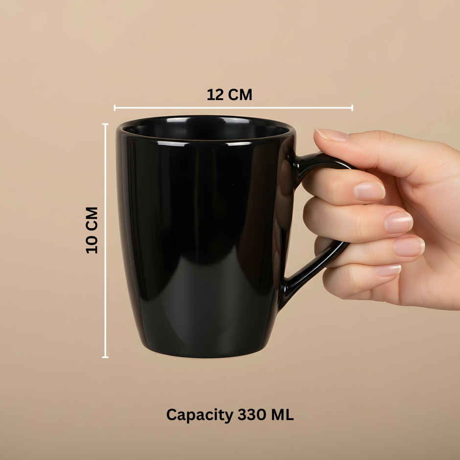 SAFFRON Midnight Elegance Ceramic Mug | Black - 330 ml