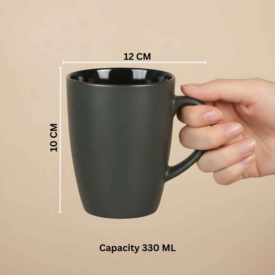 SAFFRON Vivid Gray Elegance Ceramic Mug | Grey - 330 ml
