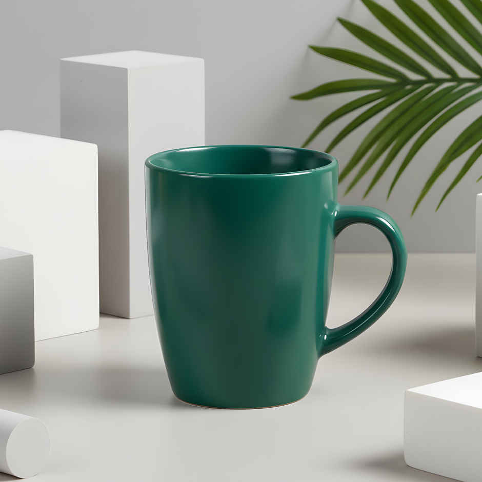 SAFFRON Glossy Dark Green Elegance Ceramic Mug | Green - 330 ml