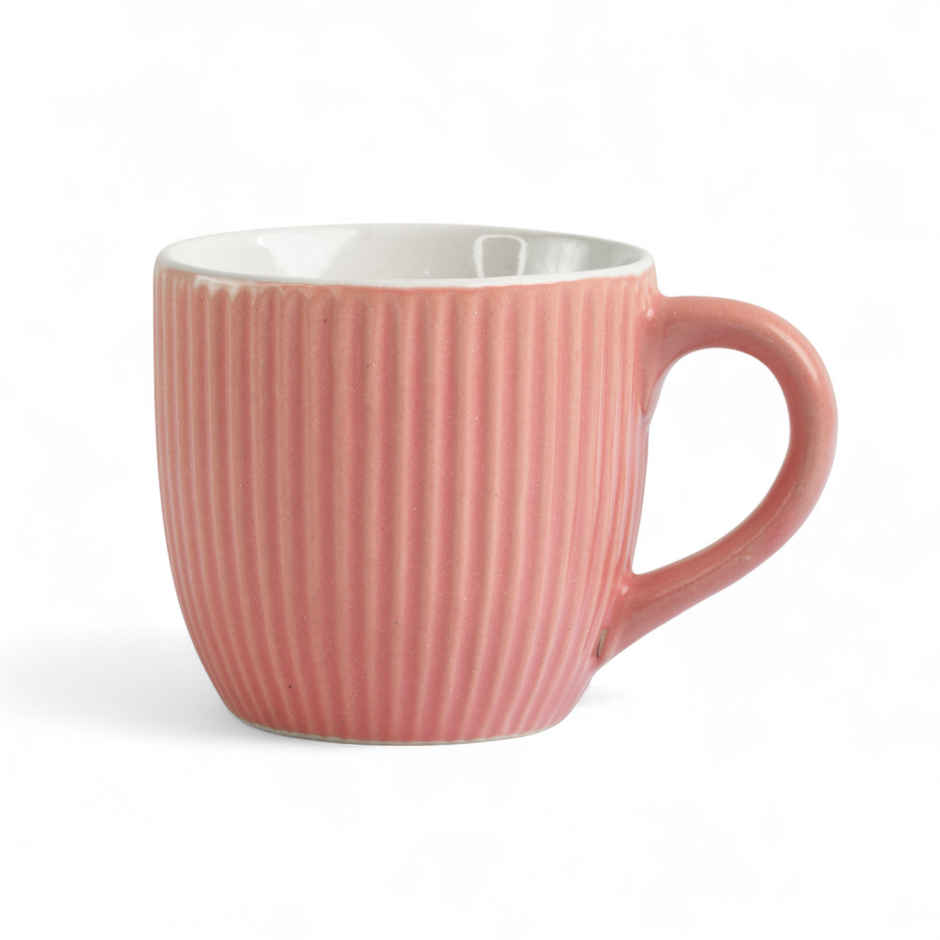 Saffron Ribbed Ceramic Cups | Blush Pink - 200 ml