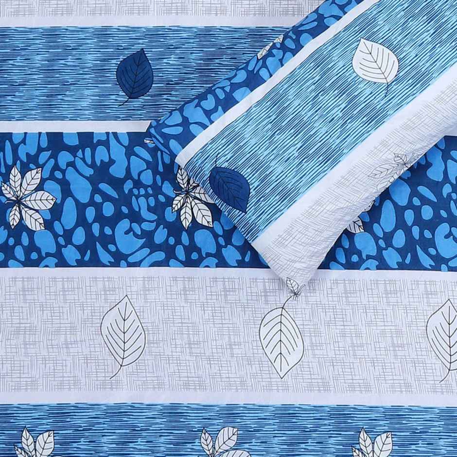 Status Cotton Feel Double Floral Bedsheet | Blue | 91 x 83 in