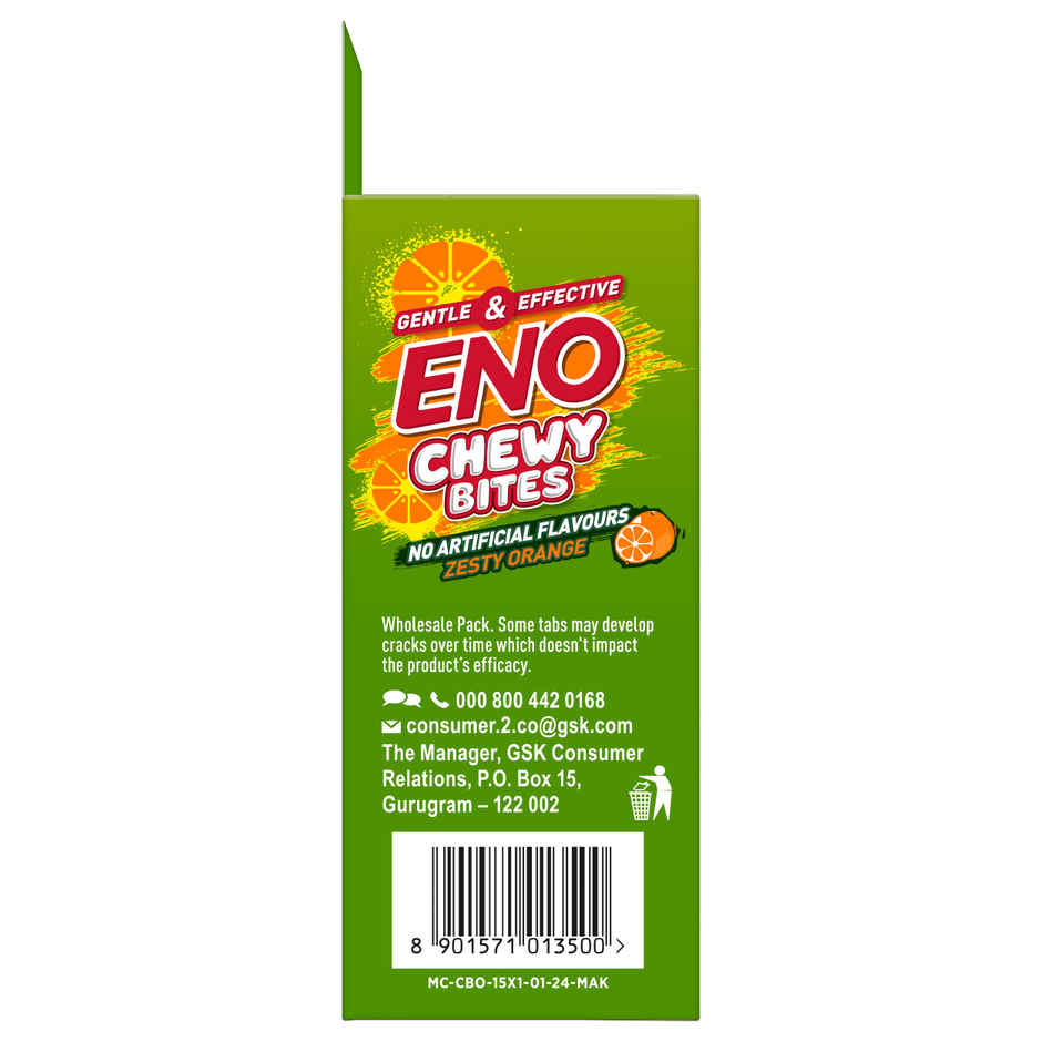 ENO Chewy Bites Tasty Chewable Antacid For Gentle Effective Relief From Acidity Orange Flavour
