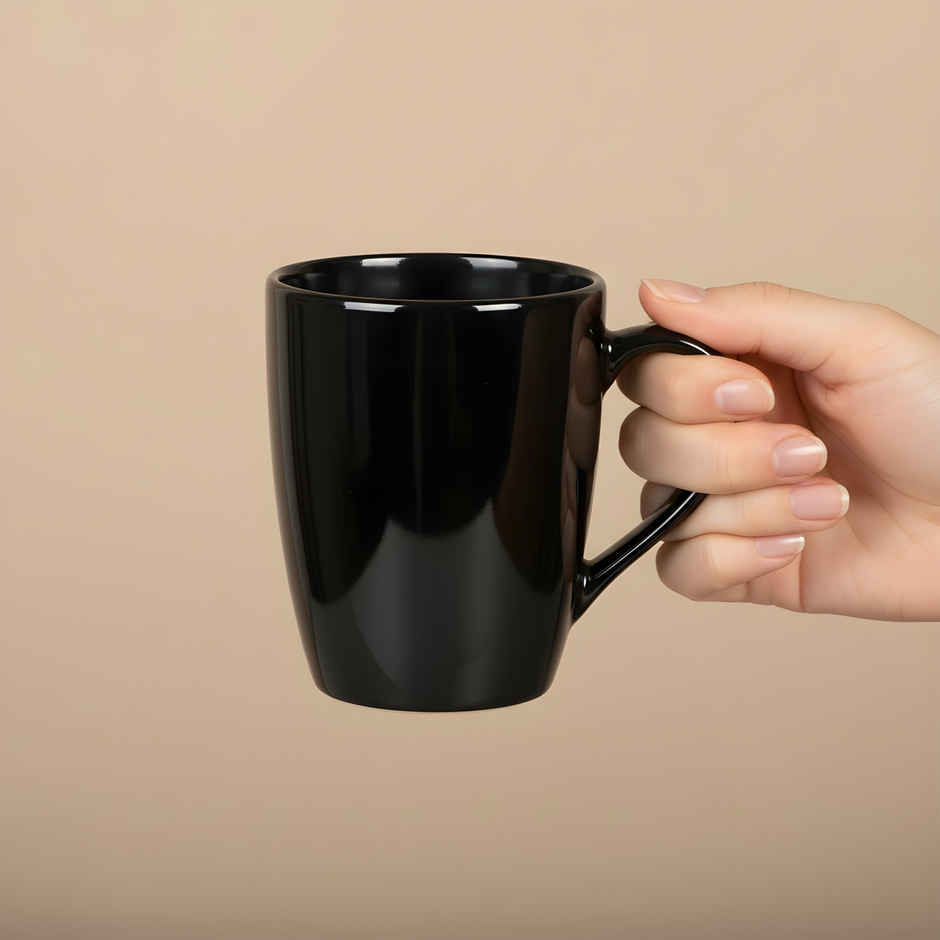 SAFFRON Midnight Elegance Ceramic Mug | Black - 330 ml
