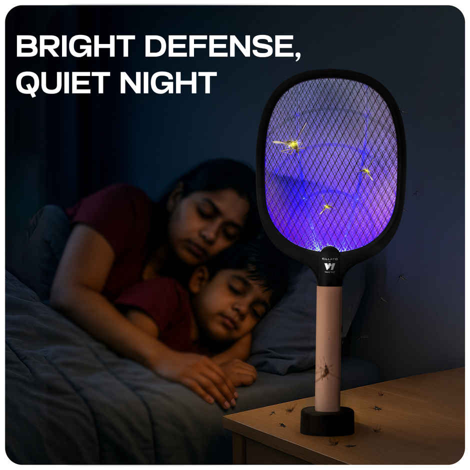 Killato Weird Wolf 2 In 1 Uv Light Mosquito Bat Racket Usb Type-C Charging, (Peach-Black)