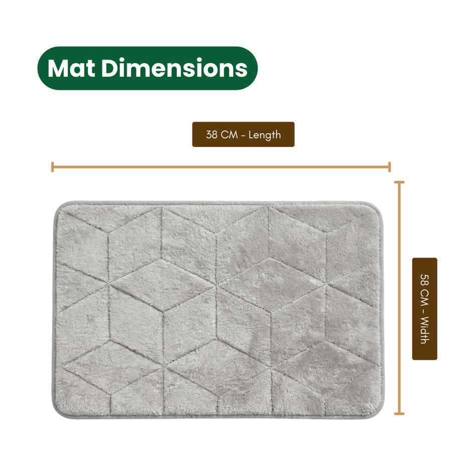 Memory Foam Bath Mat | Grey | 38 x 58 cm | Super Soft