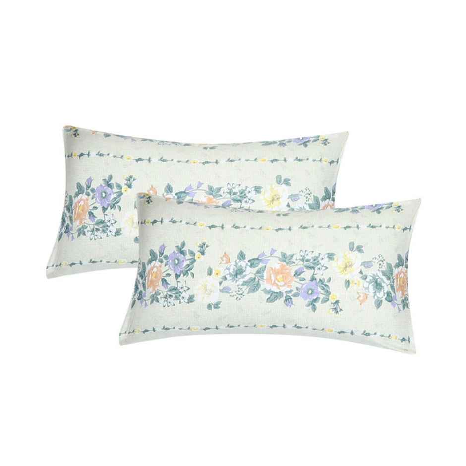 Status Cotton Feel Double Floral Bedsheet | White | 91 x 83 in