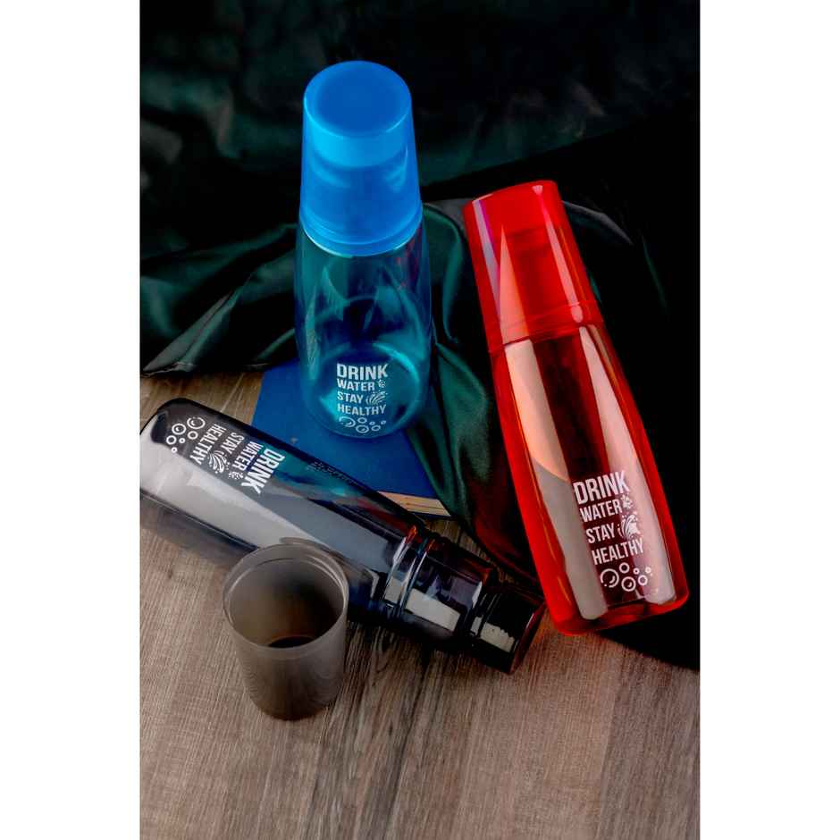 2Mech Plastic Fridge Water Bottle with Plastic Glass | Multicolour | 1 L