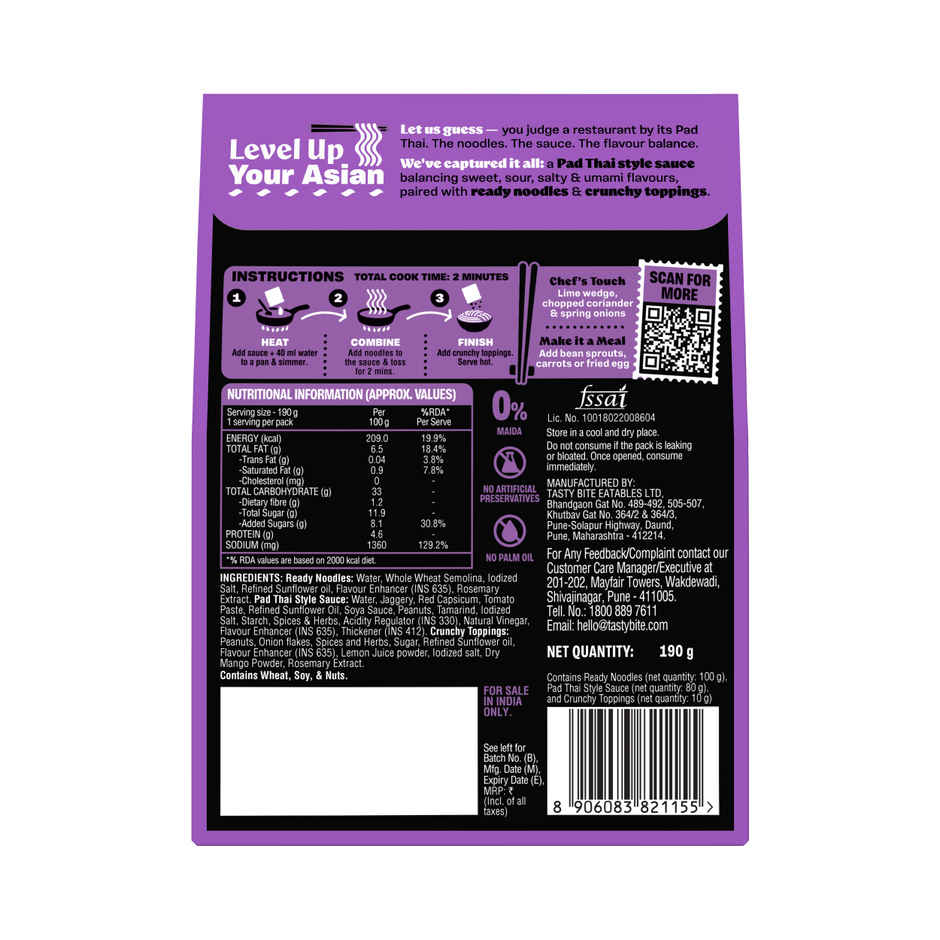 CHEFFIN Pad Thai Noodle Kit | Ready in 2 Mins | No Artificial Preservatives