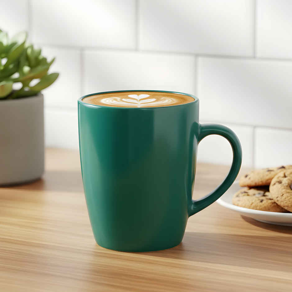 SAFFRON Glossy Dark Green Elegance Ceramic Mug | Green - 330 ml