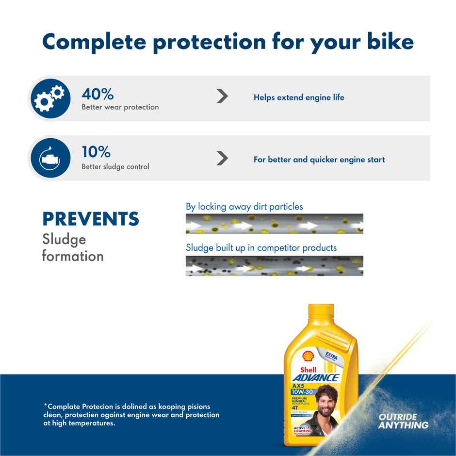 Shell Advance Ax5 10W-30 Api Sn Premium Mineral Motorbike Engine Oil (1l) & Vista Auto Care Battery Terminal Coating (150ml) Combo