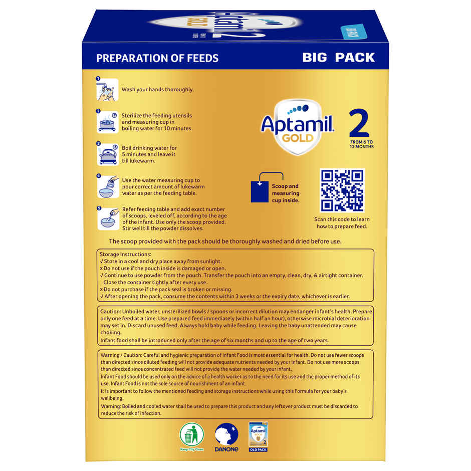 Aptamil Gold 2 Follow up Infant Formula Powder | Stage 2 | After 6 months