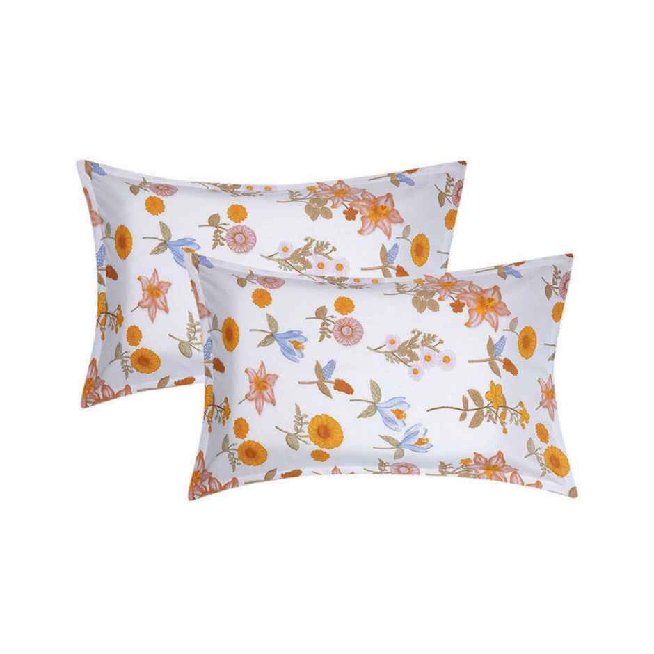 Status Value Single Floral Bedsheet | 59 x 79 in | White