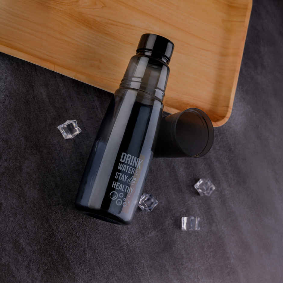 2Mech Plastic Fridge Water Bottle with Plastic Glass | Multicolour | 1 L
