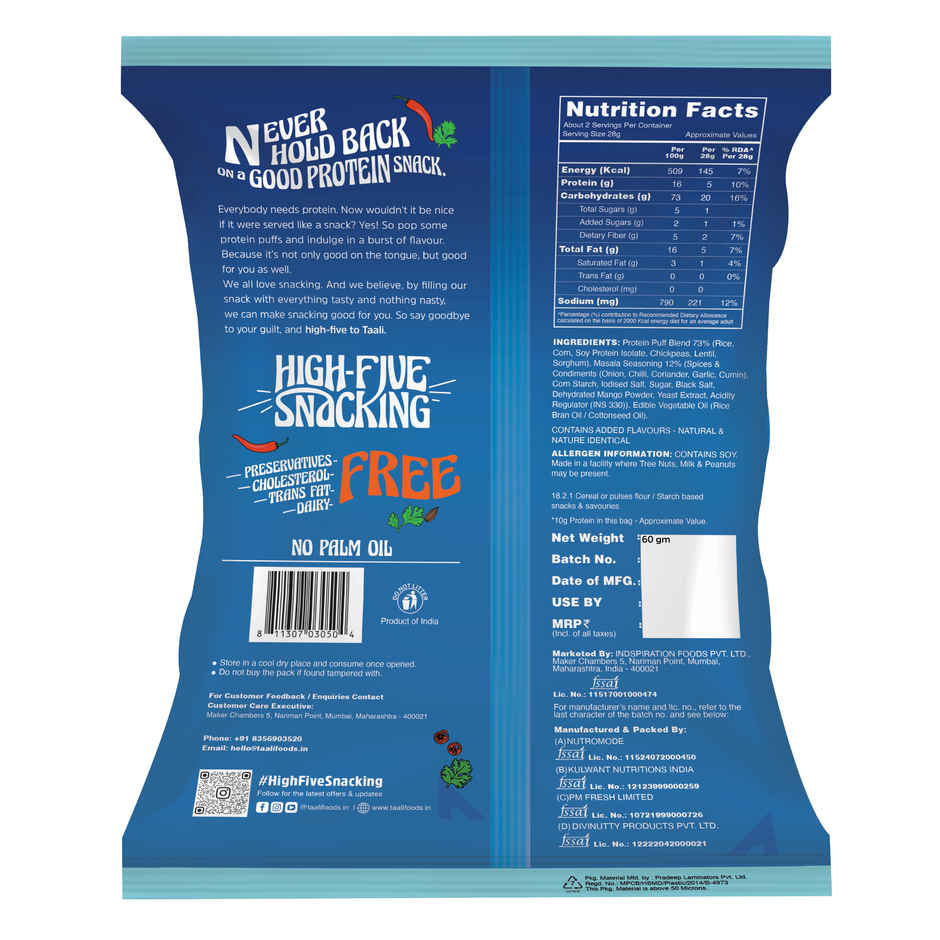 Taali Roasted Protein Puffs|Masala Mania| Protein Rich , No Maida | Cheeseballs Combo