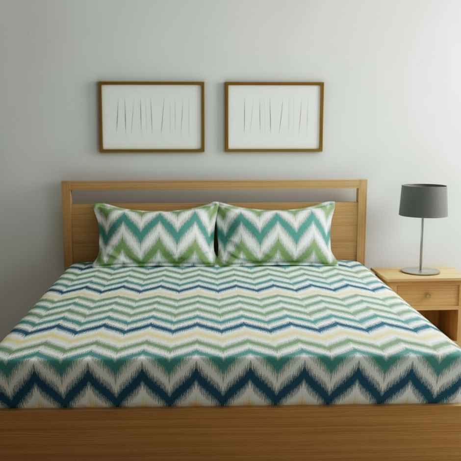Status Cotton Feel Double Geometric Bedsheet | Multicolour | 91 x 83 in