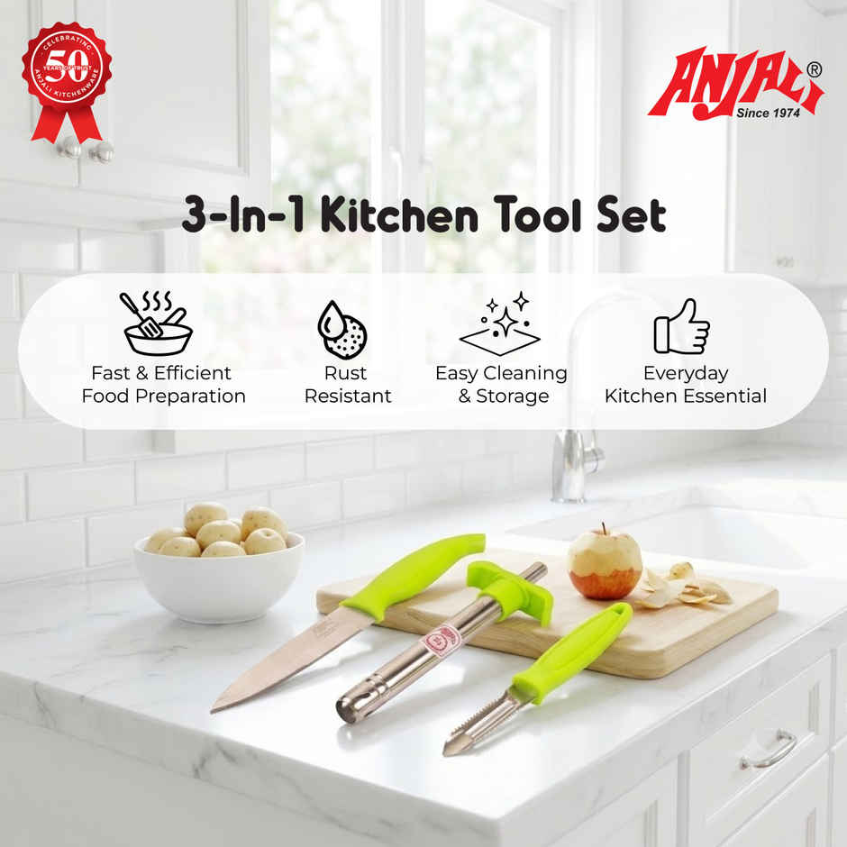 Anjali Vibgyor Kitchen Set | Gas Stove Lighter, Kitchen Knife, Peeler