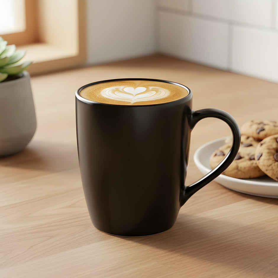 SAFFRON Midnight Elegance Ceramic Mug | Black - 330 ml