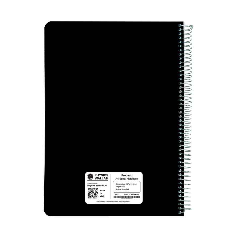 300 Pages A4 Size Spiral Binding Notebook | Unruled Register Plastic cover Notebooks