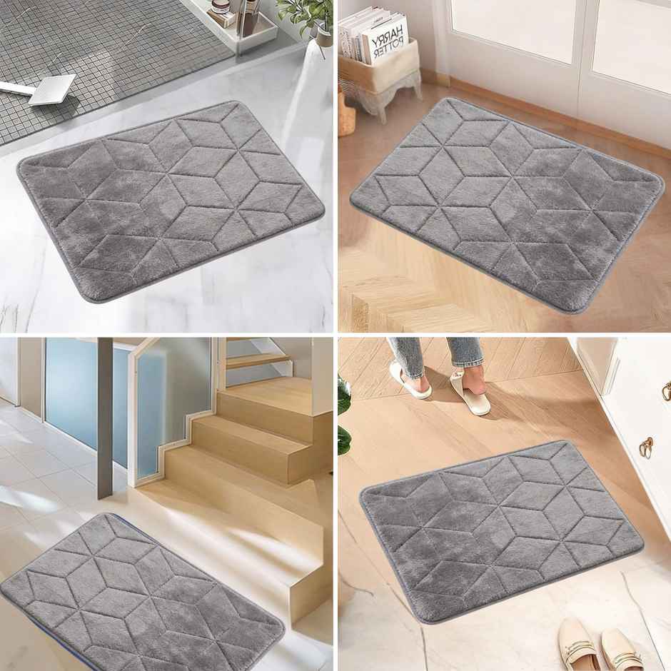 Memory Foam Bath Mat | Grey | 38 x 58 cm | Super Soft