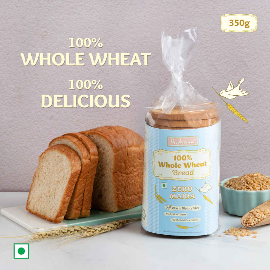 Theobroma Zero Maida Whole Wheat Bread | No Preservatives | No Palm Oil