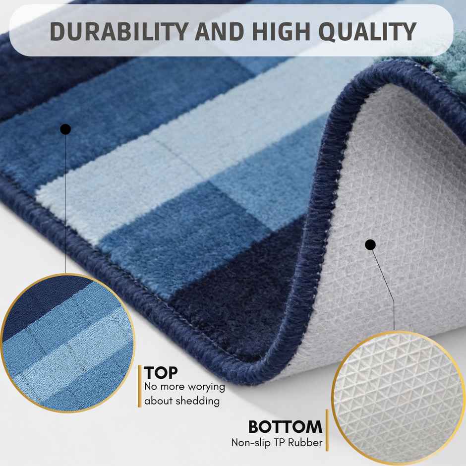 Status Iris Anti- Skid Floor Mat | 38 x 58 Cm | Blue