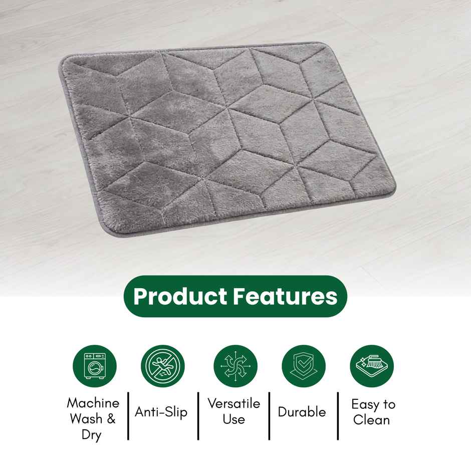 Memory Foam Bath Mat | Grey | 38 x 58 cm | Super Soft