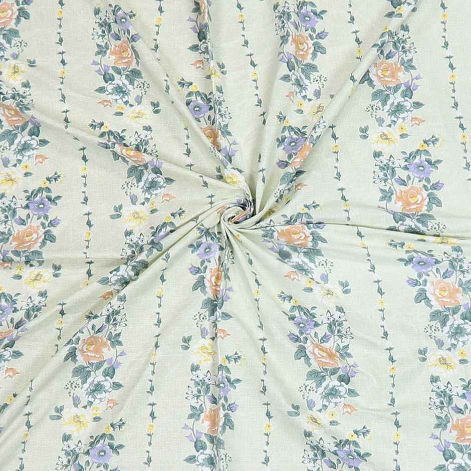 Status Cotton Feel Double Floral Bedsheet | White | 91 x 83 in
