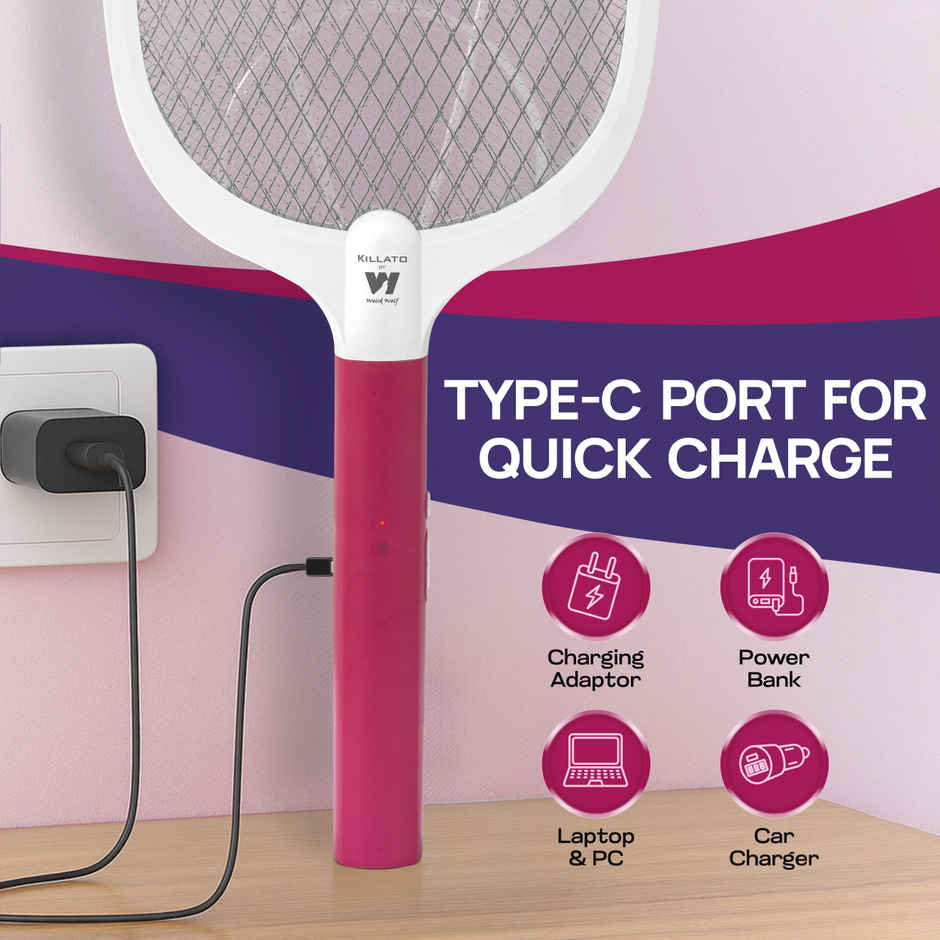 Killato Weird Wolf Heavy Duty Rechargeable Mosquito Racket Bat | Maroon