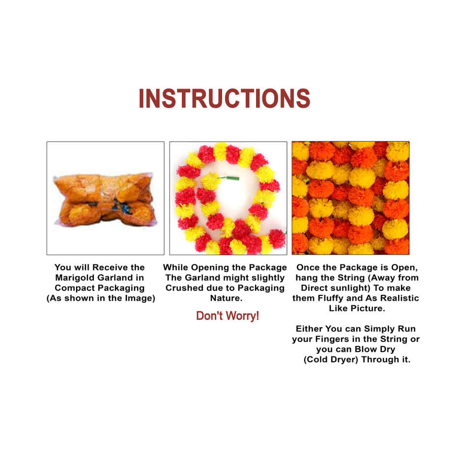 Flower String Bandhanwar | Marigold Paper Design | Yellow&Red | 2 pcs | Multicolor | Mangal Bhawan