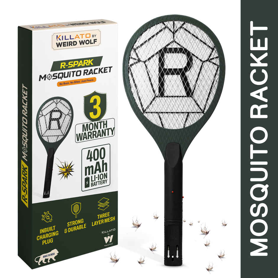 Killato Weird Wolf Heavy Duty Rechargeable Electric Mosquito Racket Bat | Dark Green