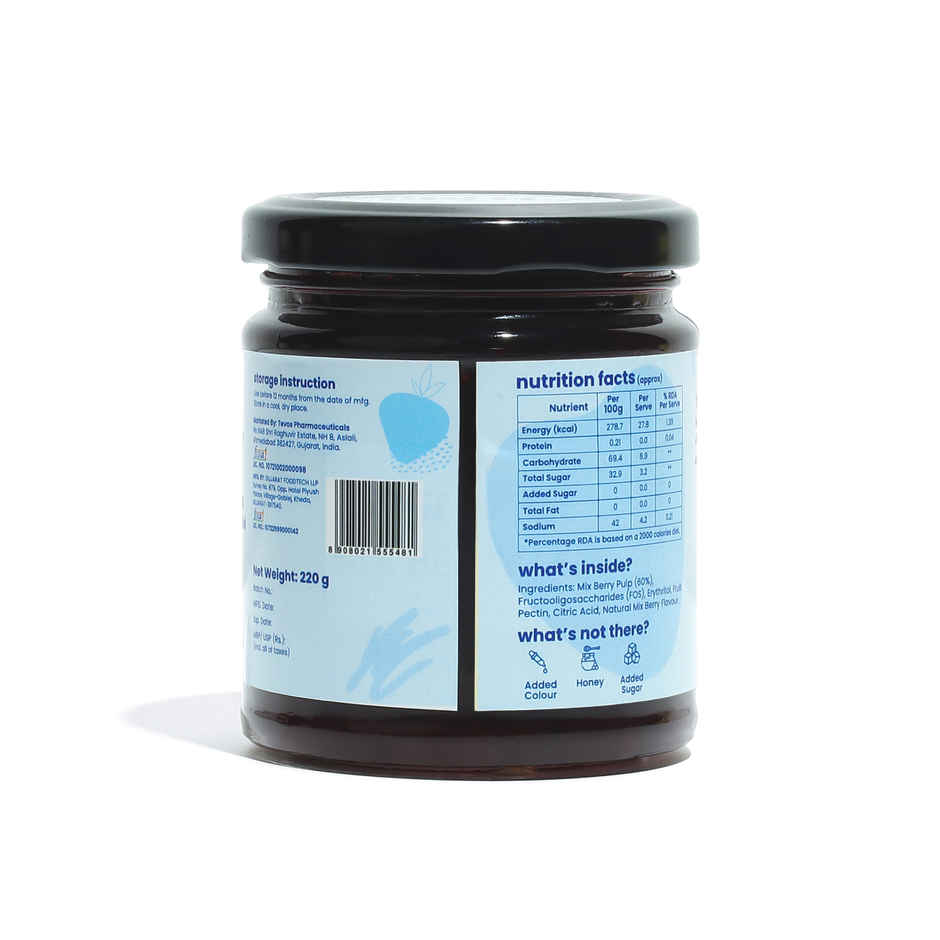 Sweetmate No Added Sugar Mix Berry Jam | Natural, Real Fruit with Stevia | Diabetic & Keto Friendly, Naturally Sweetened, Delicious Taste