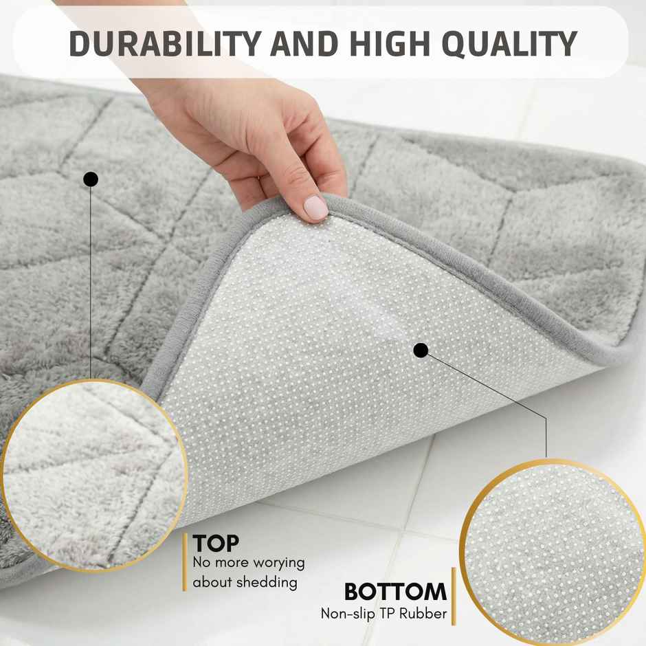 Memory Foam Bath Mat | Grey | 38 x 58 cm | Super Soft
