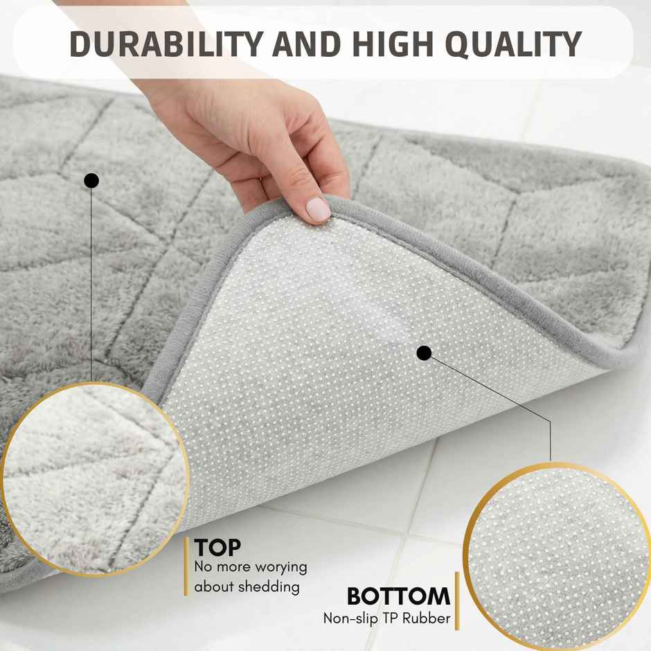 Status Memory Anti- Skid Bath Foam Mat | 38 x 58 cm | Grey