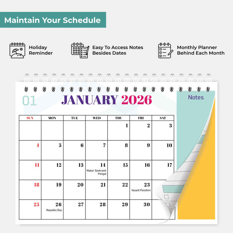 DRAWGUUD 2026 Standing Flip Desktop Calendar with Notes & To-dos | Floral | 5.8 x 8.3 inch