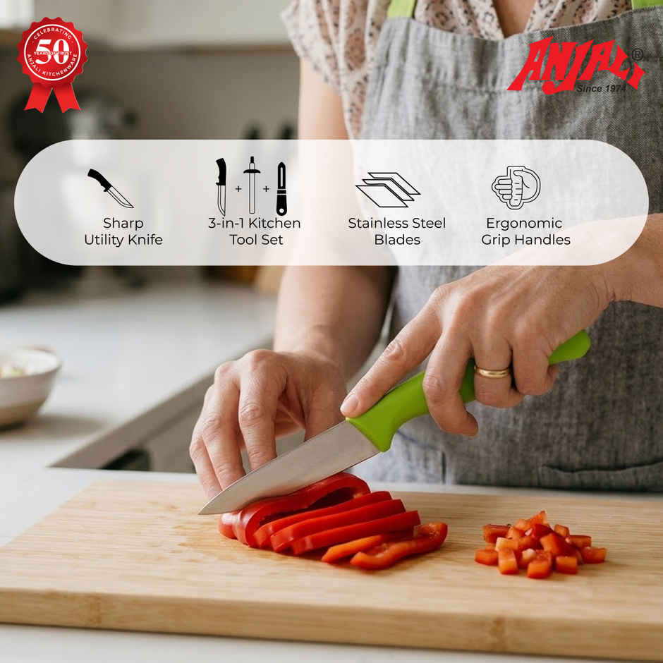 Anjali Vibgyor Kitchen Set | Gas Stove Lighter, Kitchen Knife, Peeler