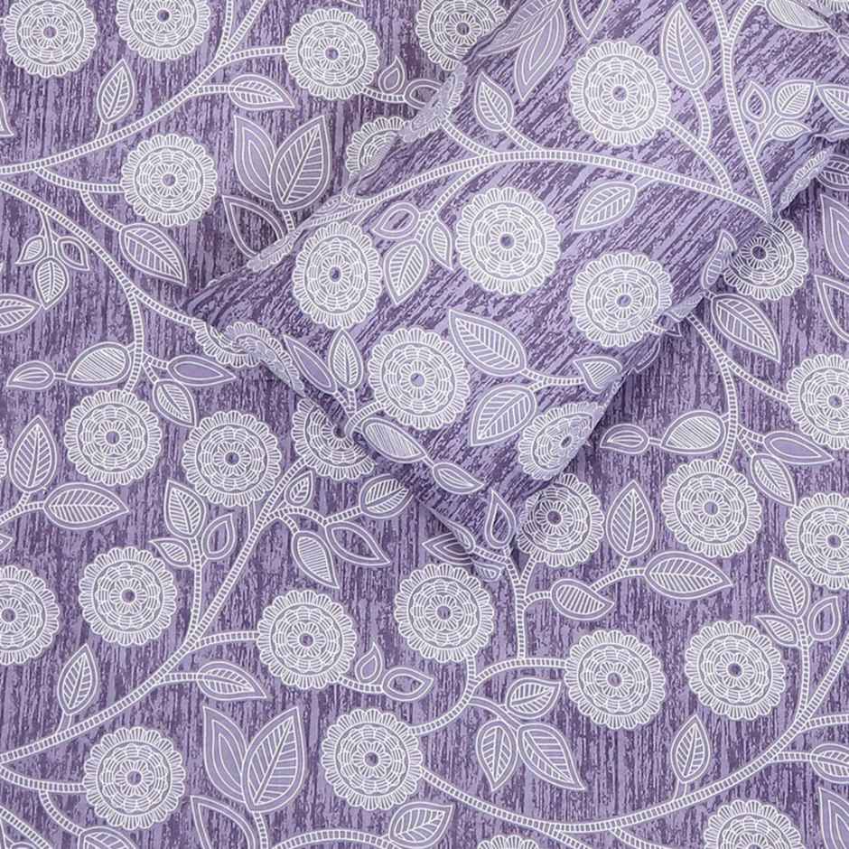 Status Value Single Dandelions Cotton Floral Bedsheet | 59 x 79 in | Purple