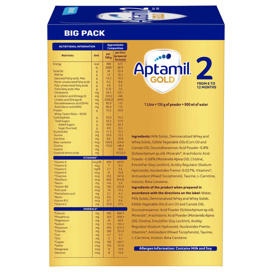 Aptamil Gold 2 Follow up Infant Formula Powder | Stage 2 | After 6 months