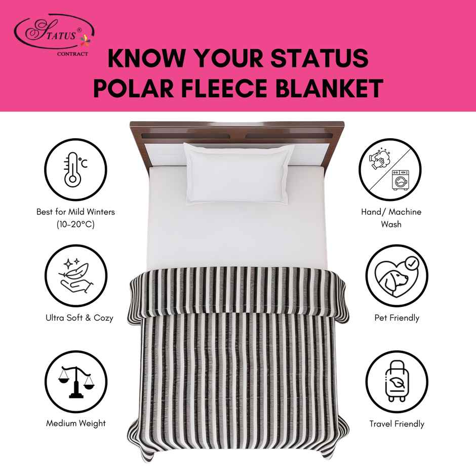 Status Polar Fleece Blanket | 125 x 210 cm | Black