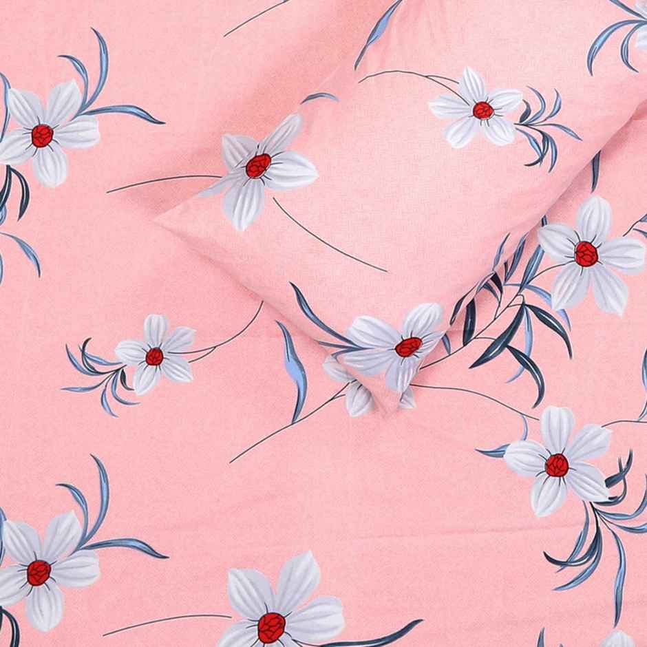 Status Double Microfibre Floral Bedsheet | Pink | 91 x 83 in