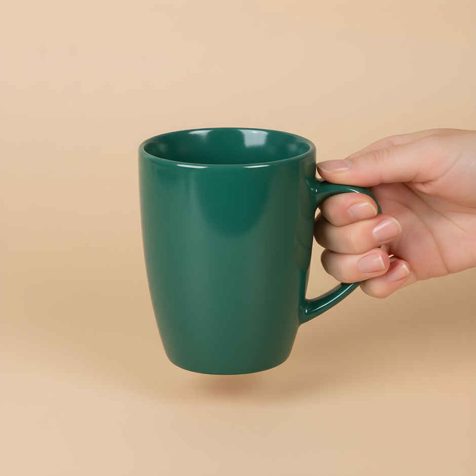 SAFFRON Glossy Dark Green Elegance Ceramic Mug | Green - 330 ml