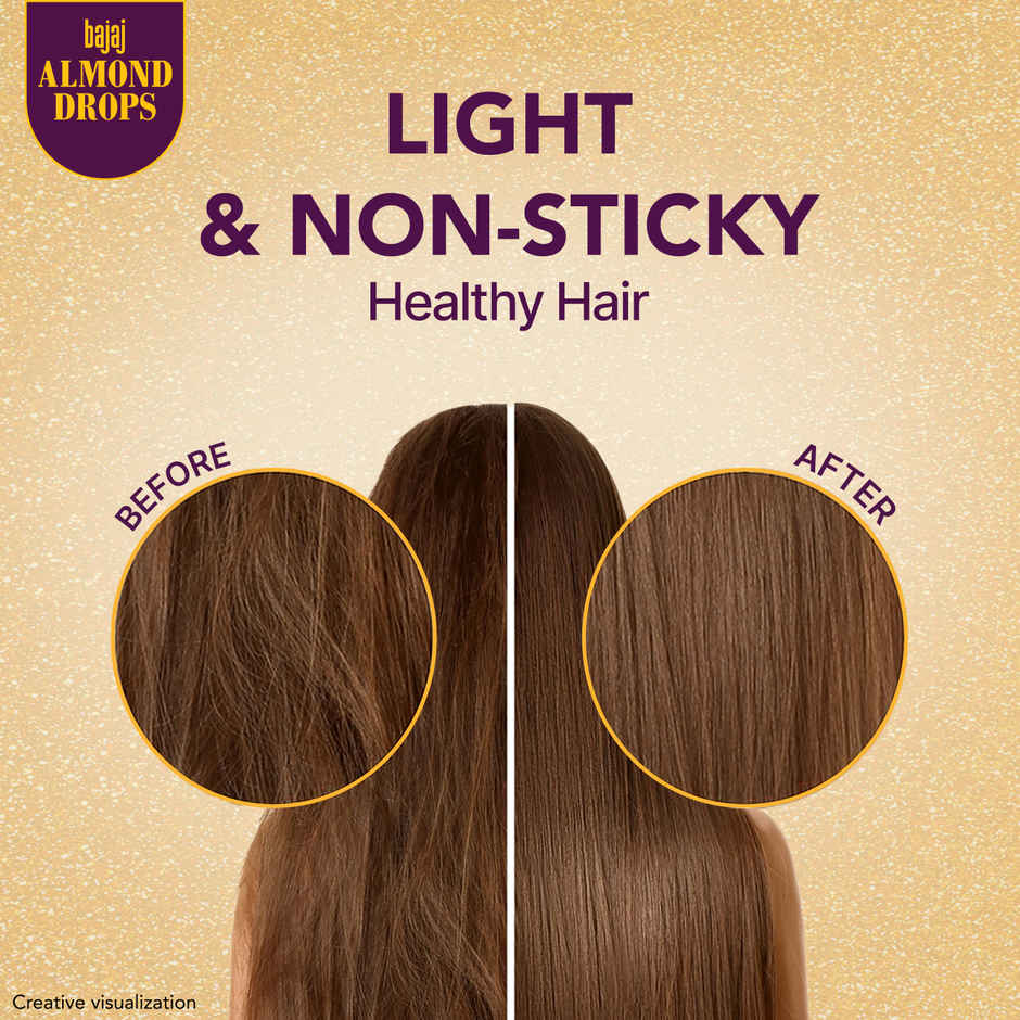 Bajaj Almond Drops Hair Oil | 6X Vitamin E & Almond Oil | Light & Non-Sticky | Hair Fall Control